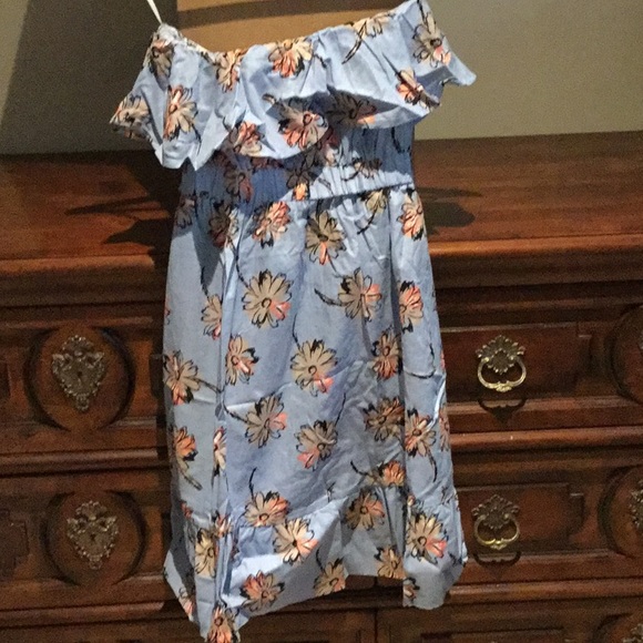 NWT $89 JOA RUFFLE XS DRESS SKY TAUPE FLORAL - Picture 8 of 8